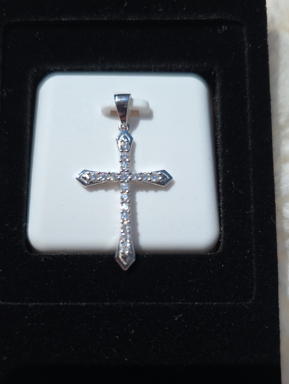 Classic Silver Cross Pendant with 0.50 CTW Moissanite - Women Jewelry